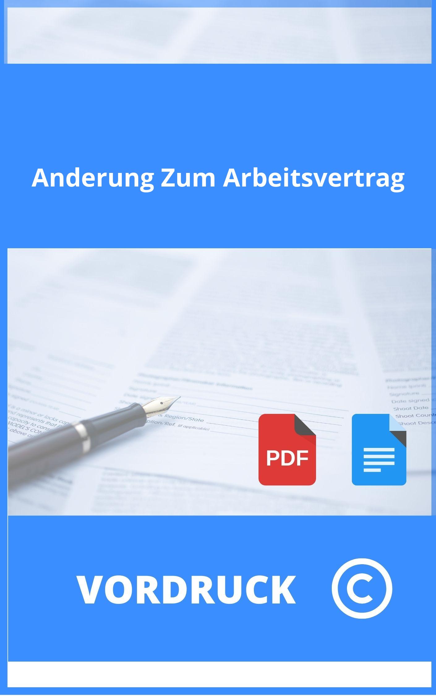Änderung Zum Arbeitsvertrag Vordruck