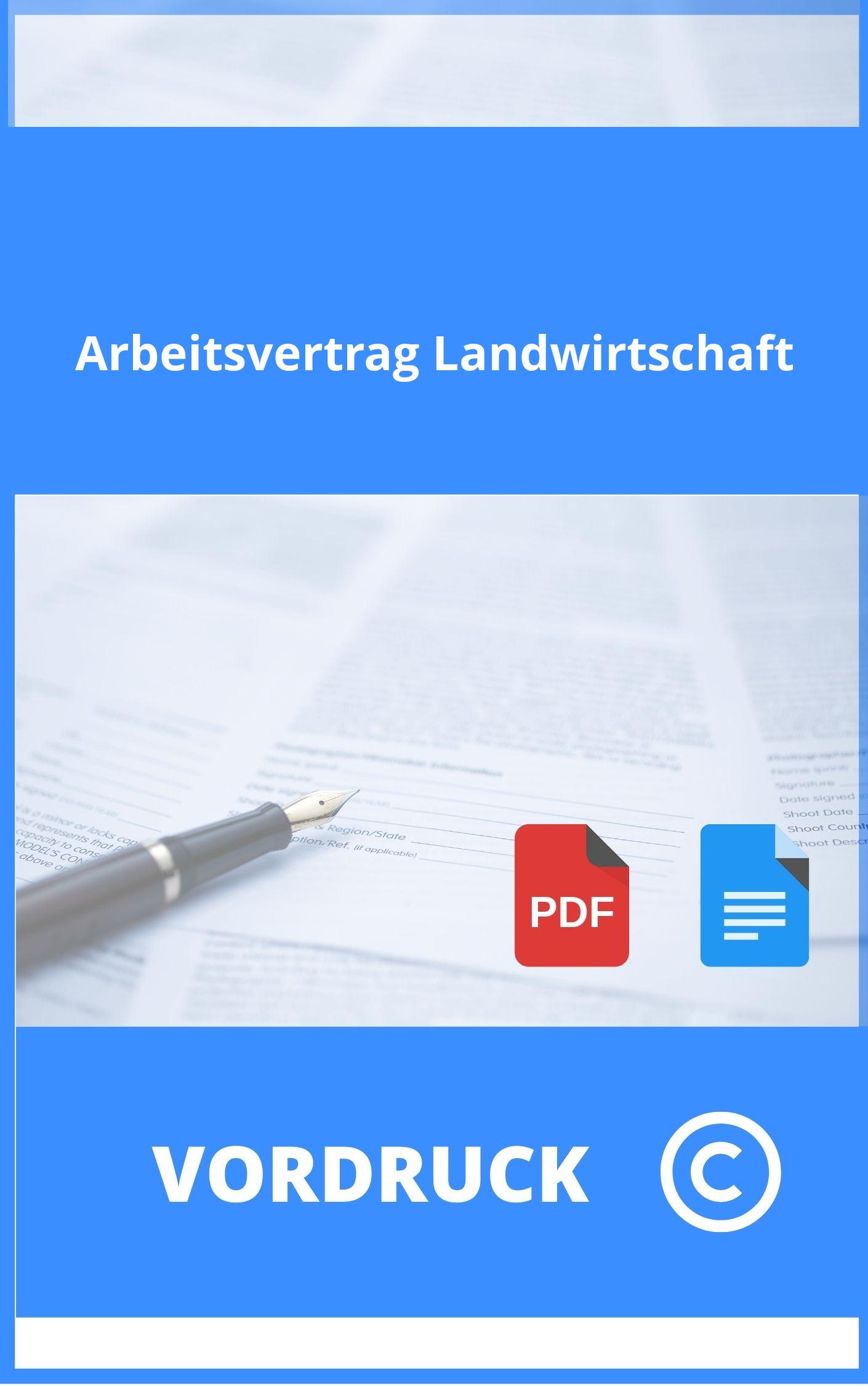 Arbeitsvertrag Landwirtschaft Vordruck