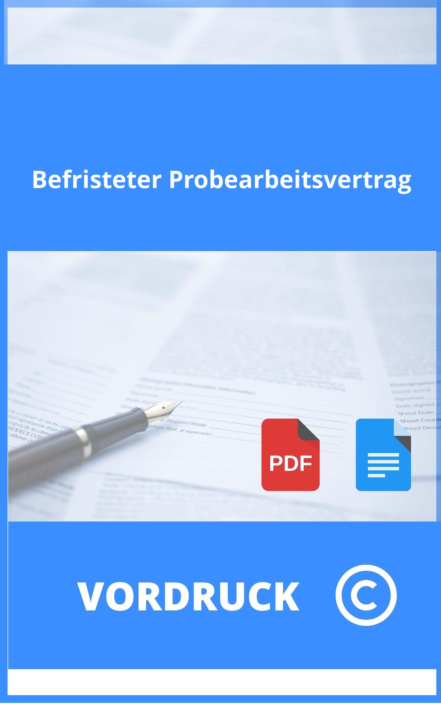 Vordruck Befristeter Probearbeitsvertrag