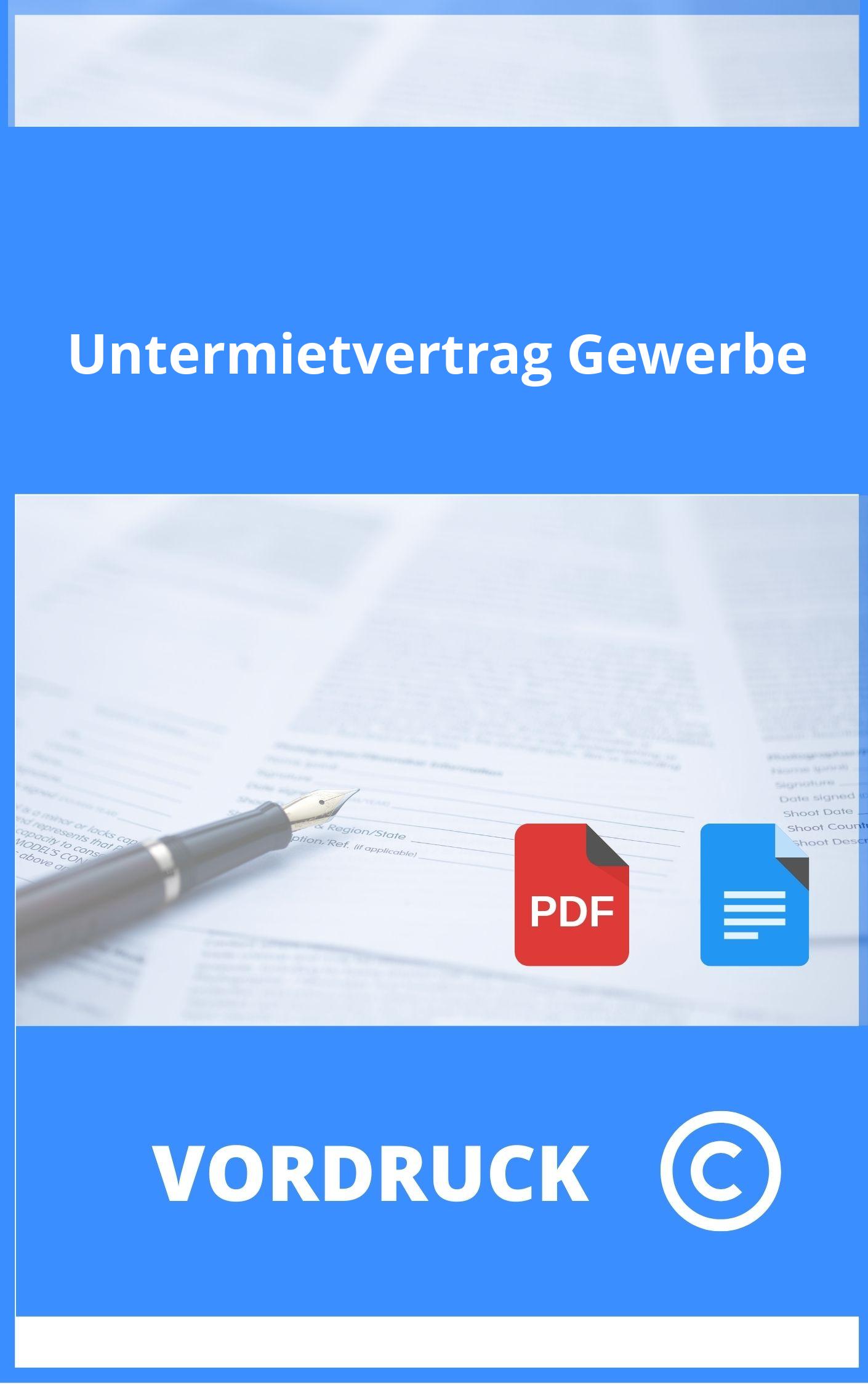 Vordruck Untermietvertrag Gewerbe